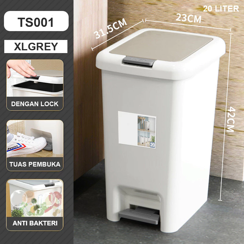 U-Living Tempat Sampah Injak Kaki Minimalis Kotak dengan Tutup Tombol Klik TS001 - Gambar 9