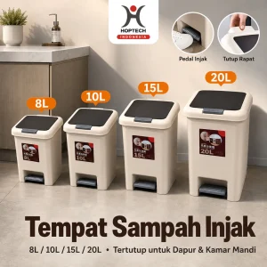 Hoptech Tempat Sampah Injak Pedal Dual Open Anti Bau Plastik Ramping